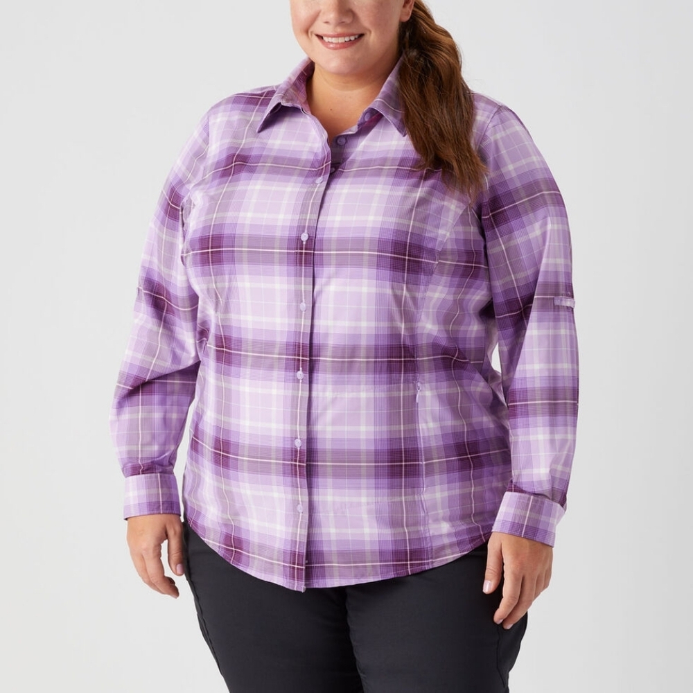 Duluth‎ Sidewinder Shirt Womens 2X Purple Plaid Button Up DuluthFlex Long Sleeve